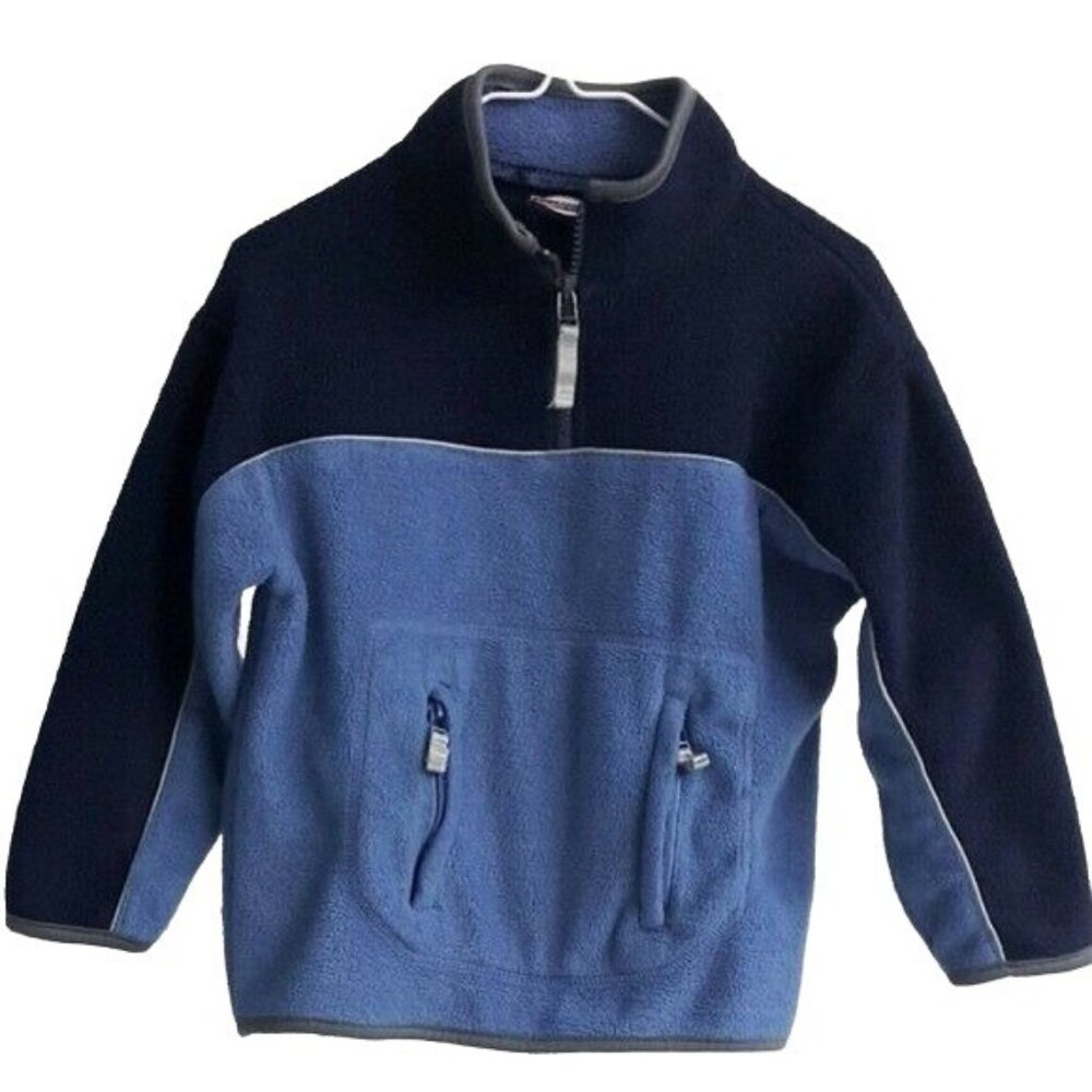 Sportrax Boys Fleece Jacket Blue SZ 5 Med 1/4 Zip Pockets High Collar Pullover